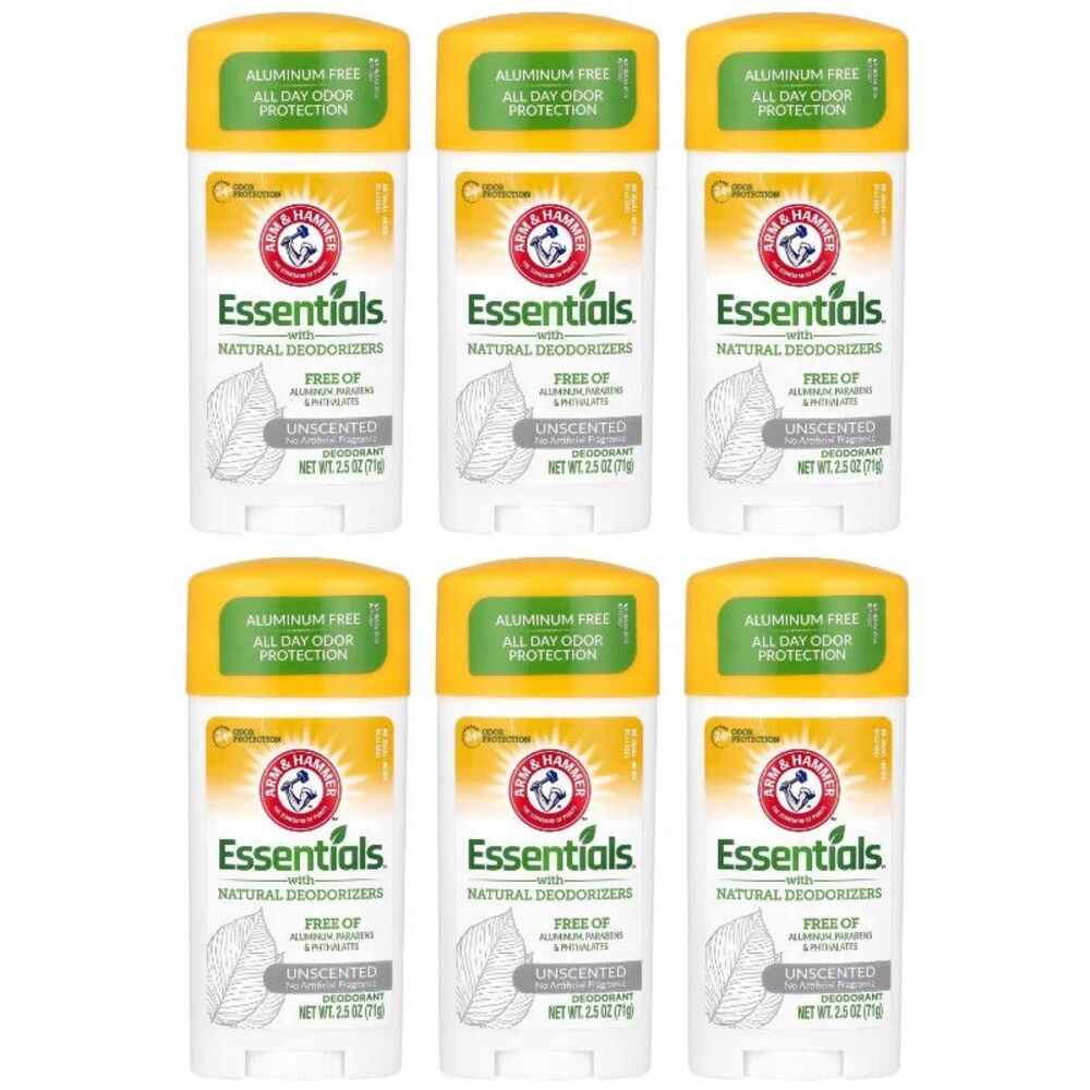 6-PACK Arm & Hammer Essentials Deodorant Unscented 2.5 oz